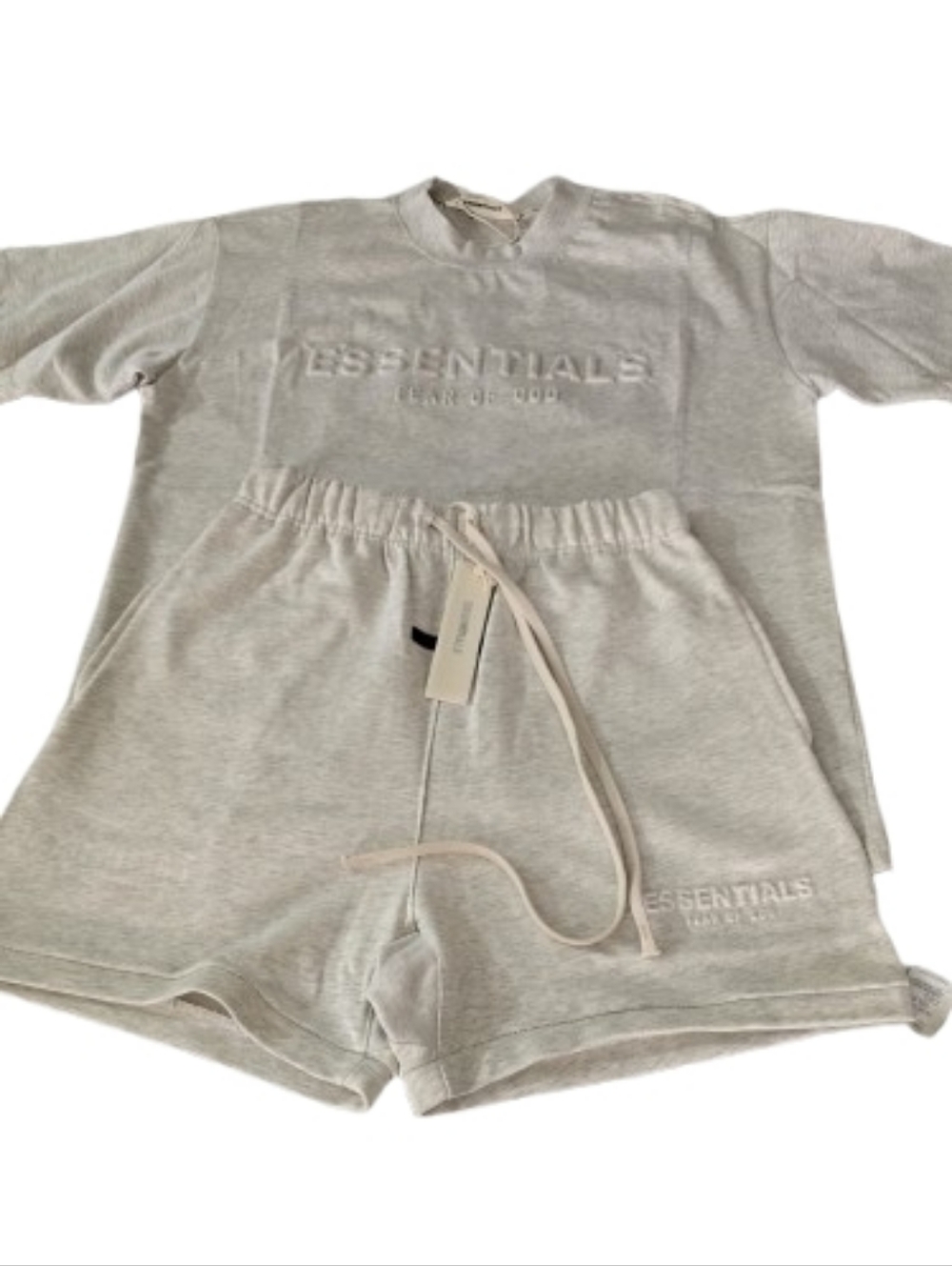 SoldEssentials Light Grey Embossed Logo Crewneck & Shorts Set